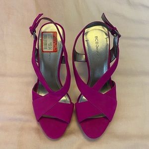 NWOT BCBG Fuchsia Suede Strappy Heels